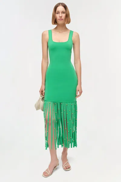 Simkhai Romelia Embellished Fringed Stretch-knit Midi Dress In Black