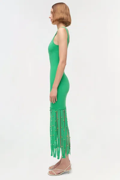 Simkhai Romelia Embellished Fringed Stretch-knit Midi Dress In Black