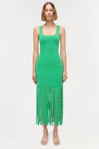 Simkhai Romelia Embellished Fringed Stretch-knit Midi Dress In Black