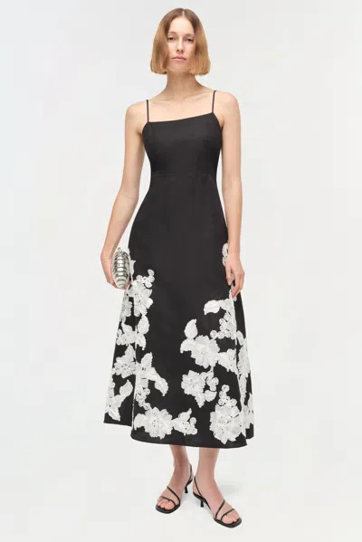 Simkhai Annabella Floral Embroidered Midi Dress In Black