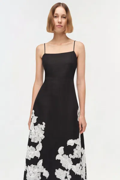 Simkhai Annabella Floral Embroidered Midi Dress In Black