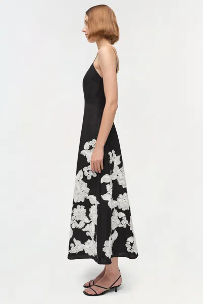 Simkhai Annabella Floral Embroidered Midi Dress In Black