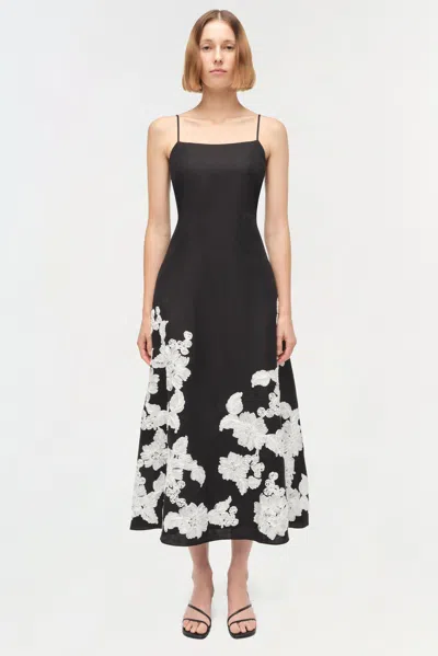 Simkhai Annabella Floral Embroidered Midi Dress In Black