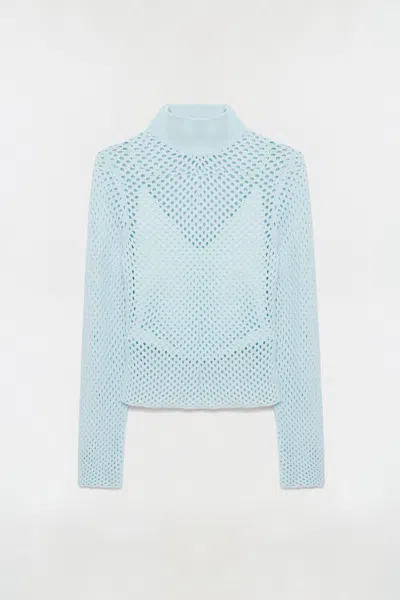 Simkhai Openwork Turtleneck Sweater In Blue