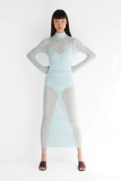 Simkhai Openwork Turtleneck Sweater In Blue