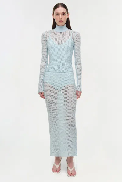 Simkhai Openwork Turtleneck Sweater In Blue