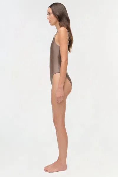 Simkhai Women's Regan Satin One Piece Swimsuit In Fern In Green