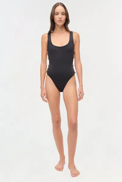Simkhai Mona Studded One-piece Swimsuit In Black