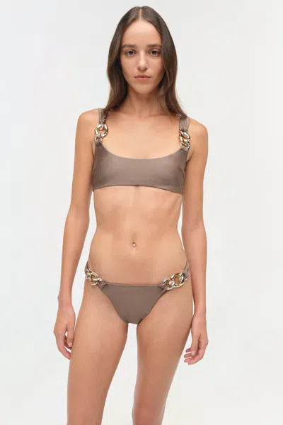 Simkhai Women's Athens Satin Bikini Bottom In Fern In Green