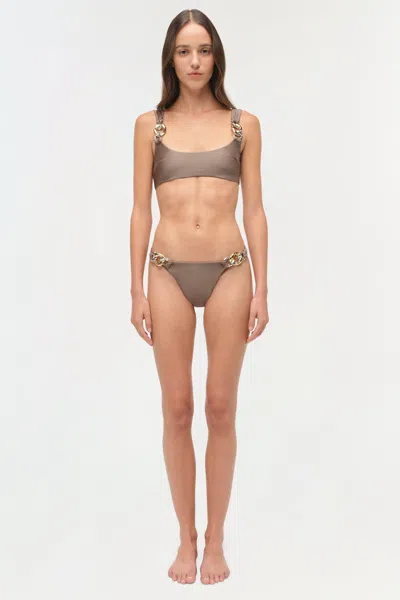 Simkhai Women's Athens Satin Bikini Bottom In Fern In Green