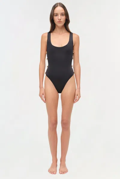 Simkhai Mona Studded One-piece Swimsuit In Black
