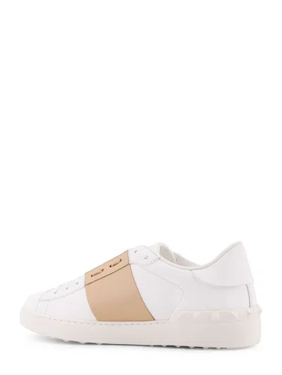 Valentino Garavani Open Sneakers In Leather With Contrast Colored Stripe And Stud Detail In Nude