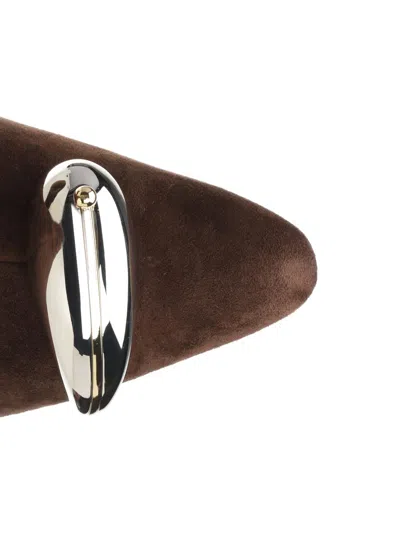 Tory Burch Pierced Xl 65 Suede Ankle Boots Brown In Multi