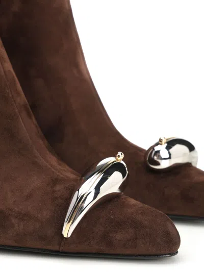 Tory Burch Pierced Xl 65 Suede Ankle Boots Brown In Multi