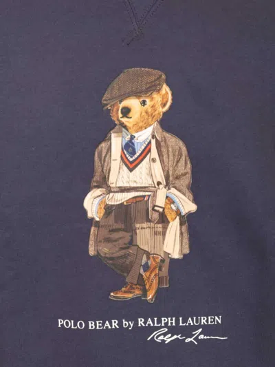 Polo Ralph Lauren Polo Bear Print Cotton Blend Sweatshirt In Blue