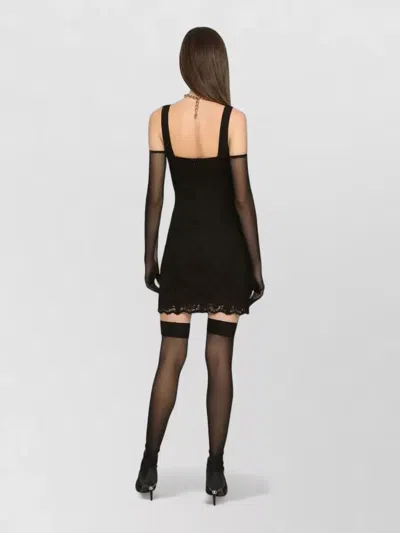 Dolce & Gabbana Lace Mini Dress Sleeveless V Neckline In Multi