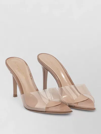 Gianvito Rossi Elle 85 Mm Pointed Toe Transparent Strap Mules In Neutral
