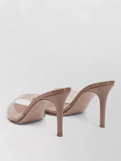 Gianvito Rossi Elle 85 Mm Pointed Toe Transparent Strap Mules In Neutral