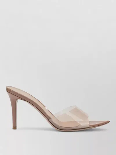 Gianvito Rossi Elle 85 Mm Pointed Toe Transparent Strap Mules In Neutral