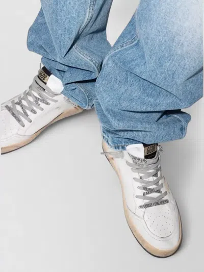Golden Goose Ballstar Leather Sneakers Star Heel Detail In White