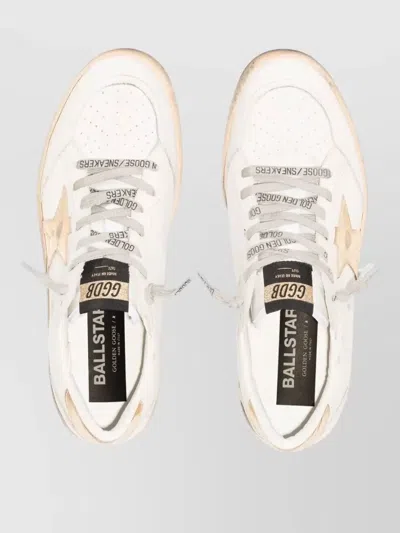 Golden Goose Ballstar Leather Sneakers Star Heel Detail In White