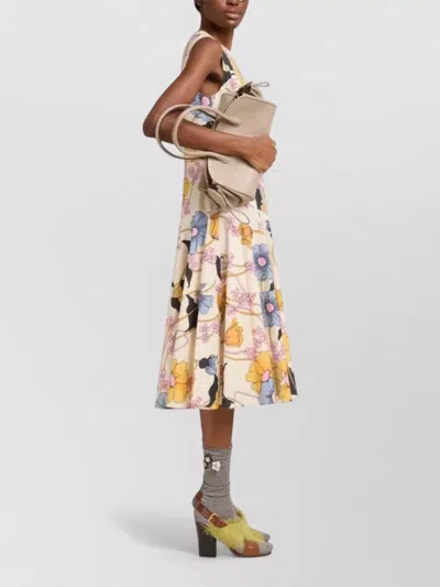 Marni Poplin Midi Dress Melodia Floral Motif In Multi