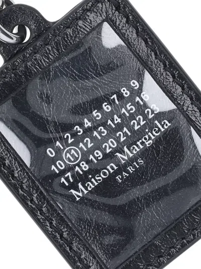Maison Margiela Leather Key Case Rectangular Shape Keyring In Black