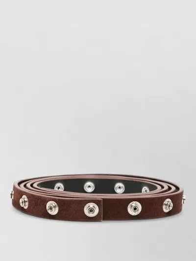 Attico Belt Adjustable Length Metallic Studs Detail In Brown