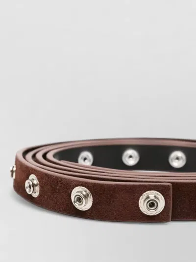 Attico Belt Adjustable Length Metallic Studs Detail In Brown