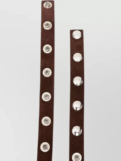 Attico Belt Adjustable Length Metallic Studs Detail In Brown