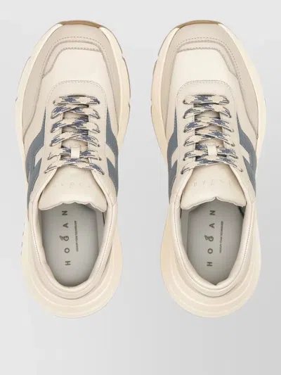 Hogan Silk Upper Sneakers Nylon Detailing Sole Contrast In Animal Print