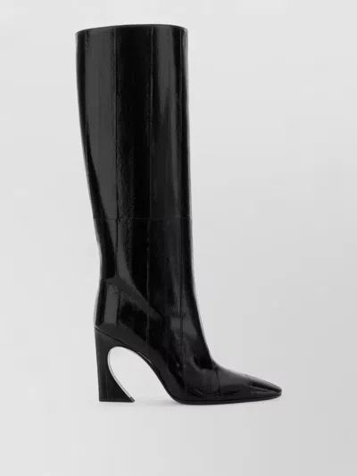 Fendi Arco Leather Knee High Boots Sculptural Heel In Animal Print
