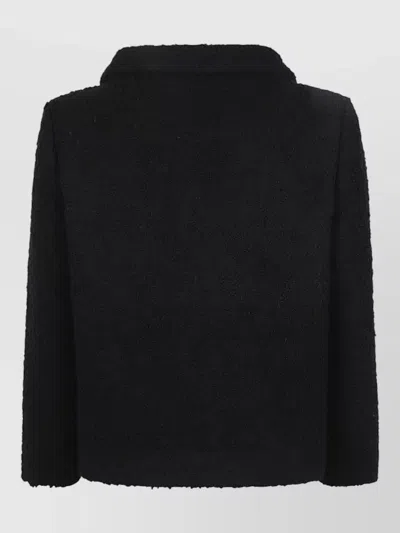 Valentino Vlogo Signature Wool Jacket Round Collar In Black