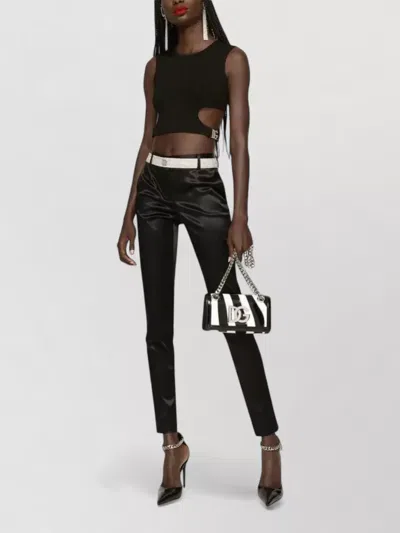 Dolce & Gabbana Crystal Embellished Adjustable Silver Tone Belt In Silver