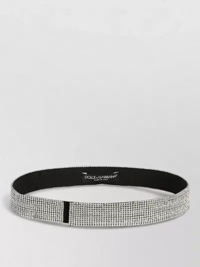 Dolce & Gabbana Crystal Embellished Adjustable Silver Tone Belt In Silver