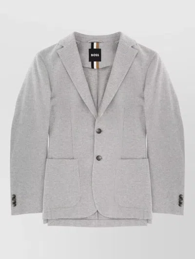 Hugo Boss Tailored Jacket Notch Lapel Front Pockets In Gray