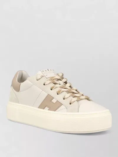 Hogan Low Top Sneakers Round Toe Contrast Panel In Neutral