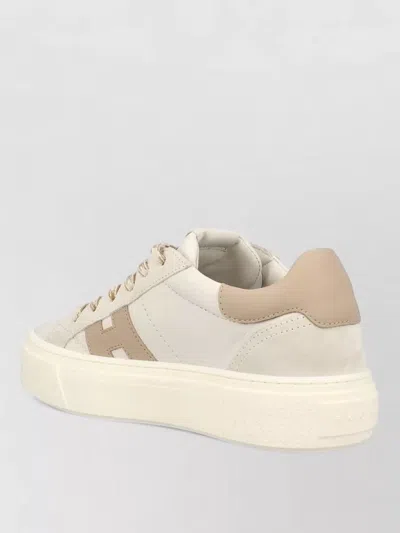 Hogan Low Top Sneakers Round Toe Contrast Panel In Neutral
