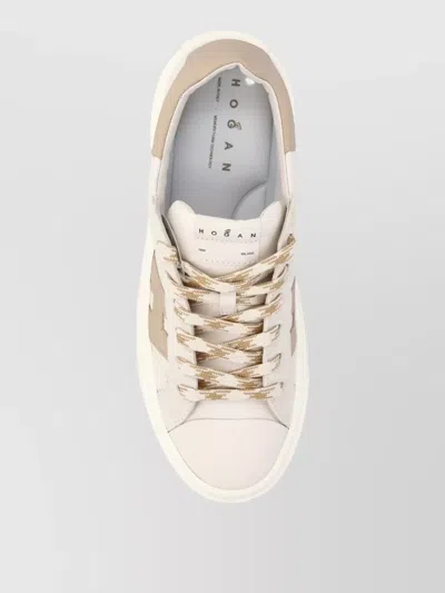 Hogan Low Top Sneakers Round Toe Contrast Panel In Neutral