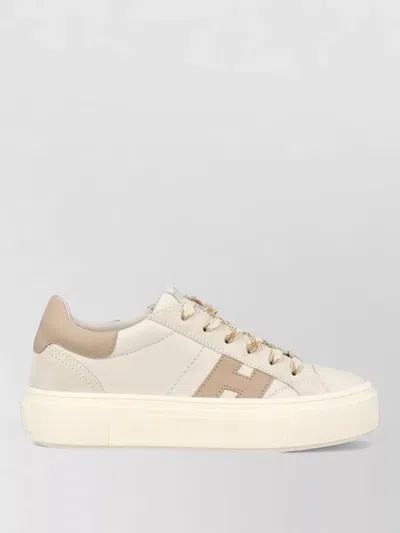 Hogan Low Top Sneakers Round Toe Contrast Panel In Neutral