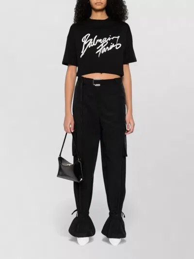 Balmain Women Brush Print Boxy Cropped T-shirt In Multi