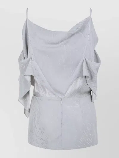 Mm6 Maison Margiela Draped Asymmetric Textured Top Spaghetti Straps In Multi