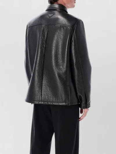 Prada Nappa Leather Jacket Shirt Collar Vents In Multi