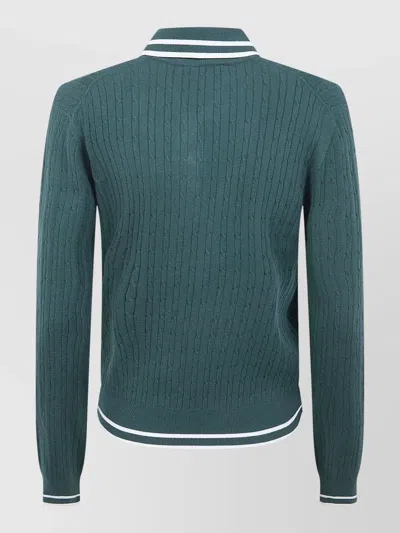 Sporty And Rich Knit Long Sleeve Polo Contrast Collar In Animal Print