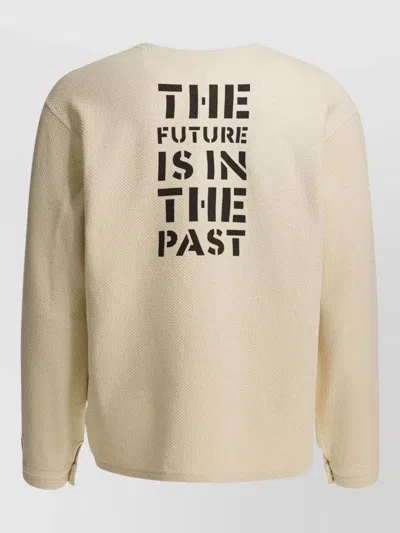 Human Made Long Sleeve Henley T-shirt Text Print In Neutral