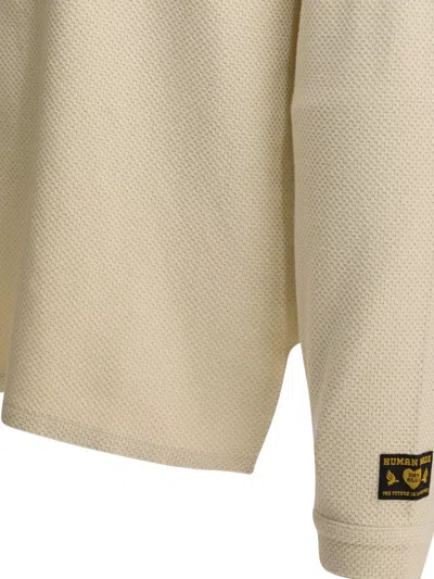 Human Made Long Sleeve Henley T-shirt Text Print In Neutral