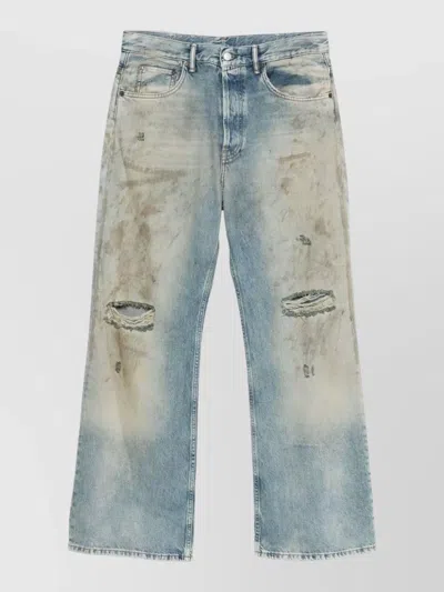 Acne Studios Denim Cotton Trousers Belt Loops Five Pockets In Blue