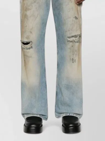 Acne Studios Denim Cotton Trousers Belt Loops Five Pockets In Blue