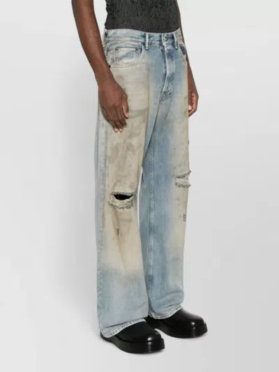 Acne Studios Denim Cotton Trousers Belt Loops Five Pockets In Blue