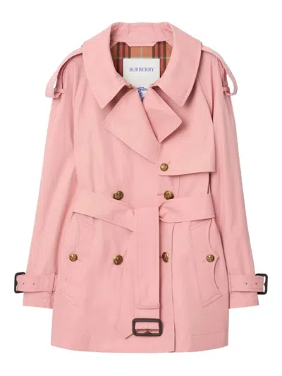 Burberry Short Lightweight Cotton Fitzrovia Trench Coat Clothing In Pink